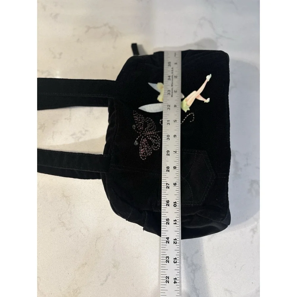 Disney Tinker Bell shoulder bag vintage Y2K black velvet Rhinestone Butterfly